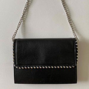 Mini Crossbody Black Bag w/t Silver Stud Detailing